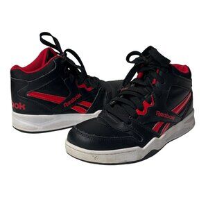 Reebok Kids Mid Top Sneakers Black Red Youth Size 2